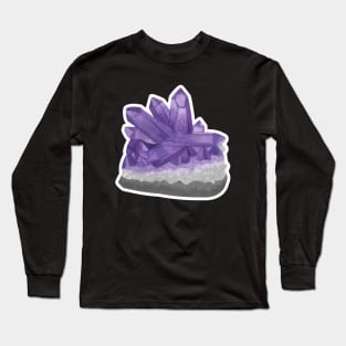 Purple Amethyst Birthstone Raw Crystal Long Sleeve T-Shirt